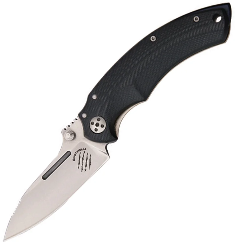 Bastinelli BBR2 Folder Frame Lock Knife Black G10 (3.125" Satin)