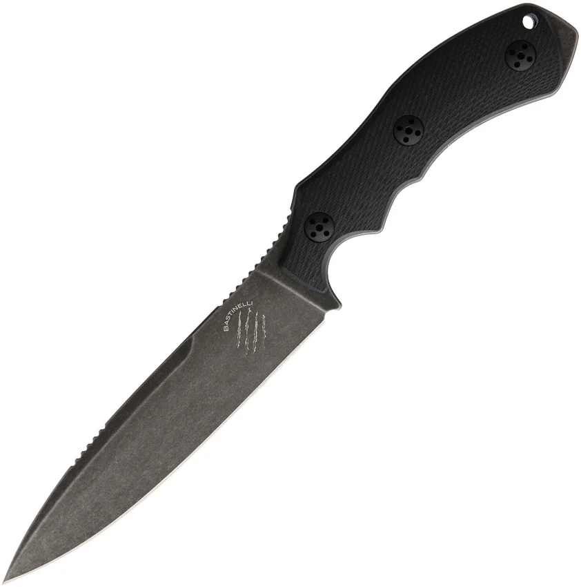 Bastinelli RED Raptor L Fixed Blade Knife Black (5.5" Dark SW)