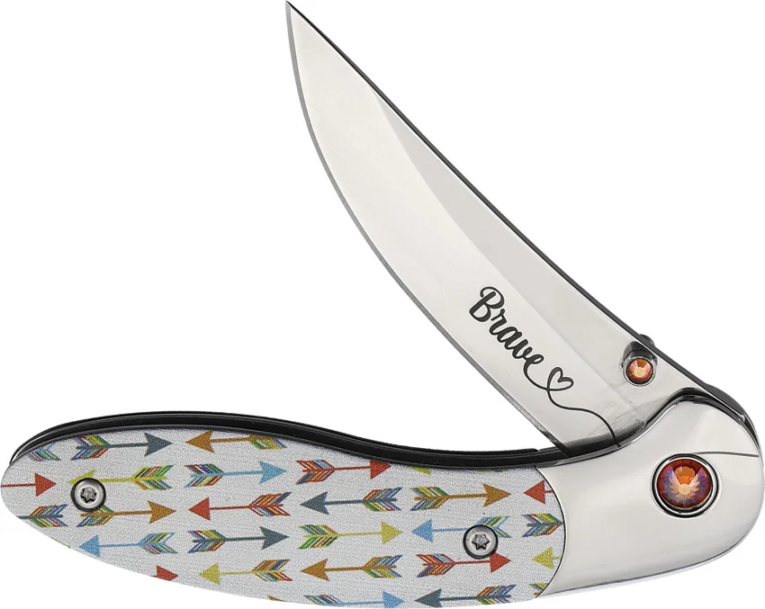 Brighten Blades BRAVE Liner Lock Knife Arrow Aluminum (2.5" Satin)