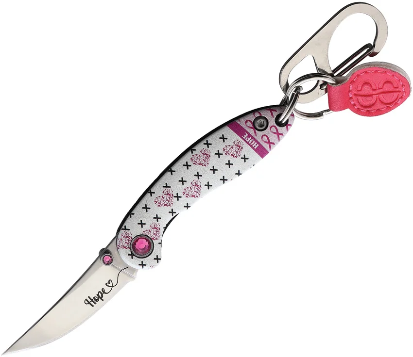Brighten Blades HOPE Keychain Frame Lock Knife Pink Aluminum (1.7" Satin)