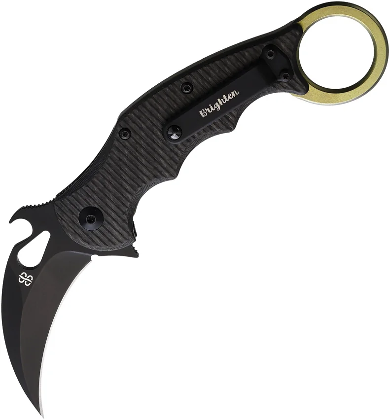 Brighten Blades Moonstruck Karambit Green Titanium w/ Carbon Fiber (2.5" Black)