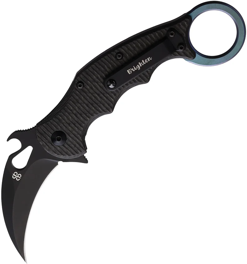 Brighten Blades Moonstruck Karambit Blue Titanium w/ Carbon Fiber (2.5" Black)