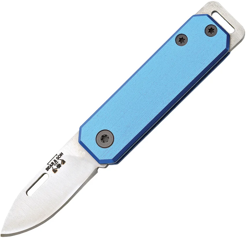 Bear & Son 109 Slip Joint Pocket Knife Blue Aluminum (1.5" Satin)