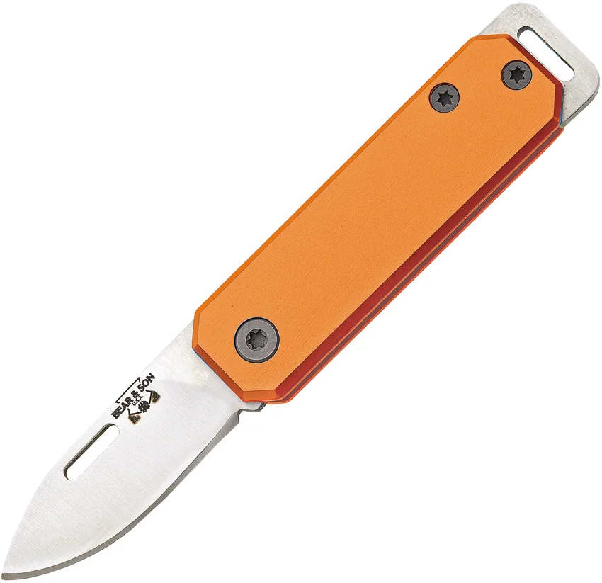 Bear & Son 109 Slip Joint Pocket Knife Orange Aluminum (1.5" Satin)