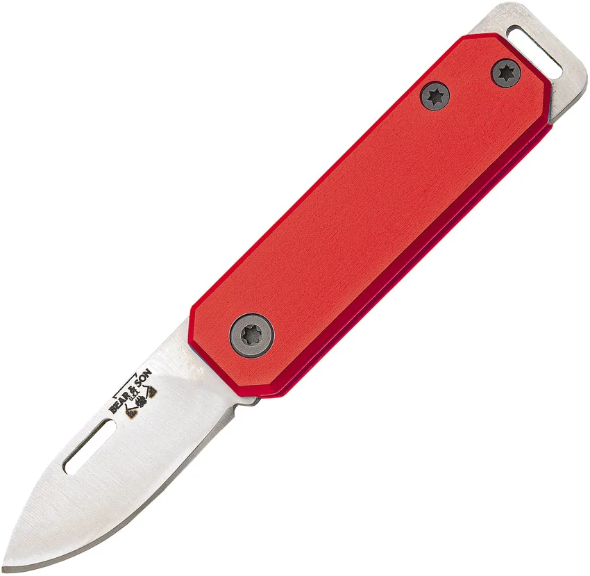 Bear & Son 109 Slip Joint Pocket Knife Red Aluminum (1.5" Satin)