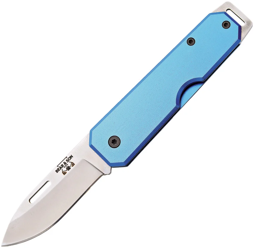 Bear & Son 110 Slip Joint Pocket Knife Blue Aluminum (2.4" Satin)