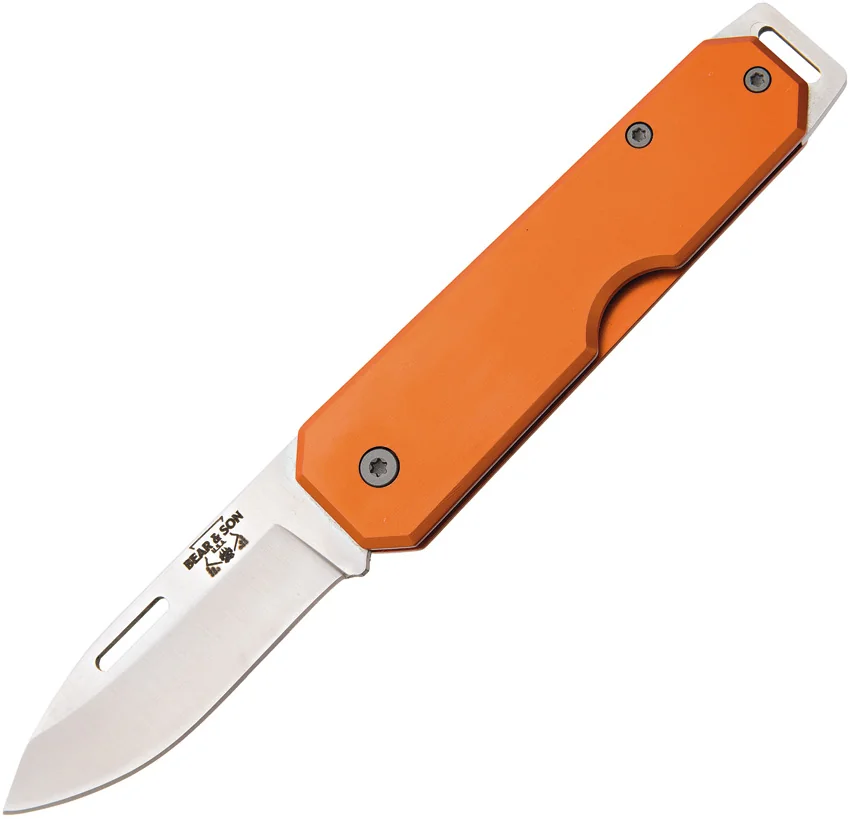 Bear & Son 110 Slip Joint Pocket Knife Orange Aluminum (2.4" Satin)