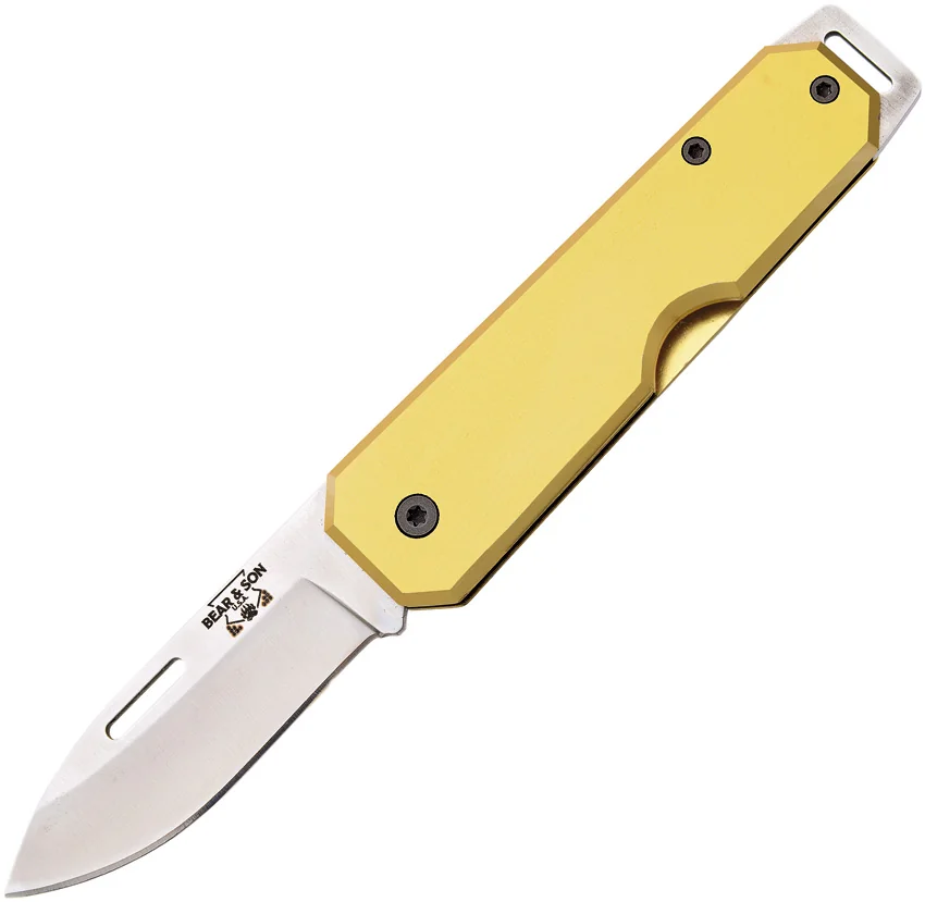 Bear & Son 110 Slip Joint Pocket Knife Yellow Aluminum (2.4" Satin)