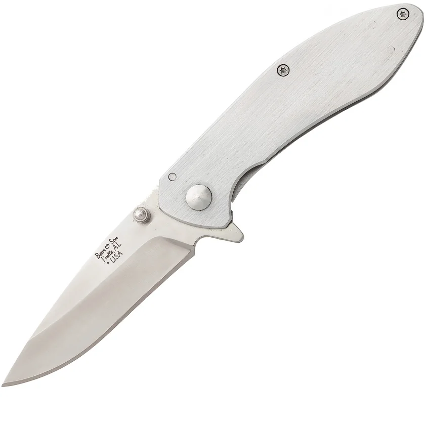 Bear & Son 4" Liner Lock Flipper Knife Stainless Steel (2.8" Satin) 112