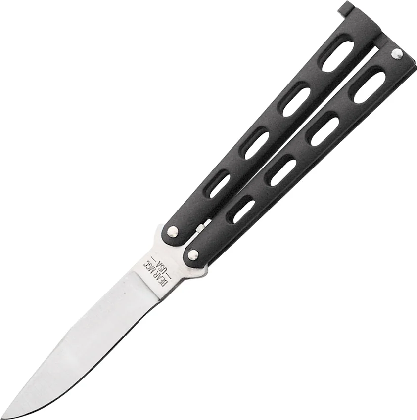 Bear & Son 113B Small Butterfly Balisong Knife Black Textured (3.3" Satin)