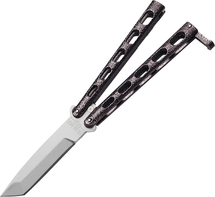 Bear Butterfly Knife Tanto Large w/ Silver Vein (4" Bead Blast) 114A