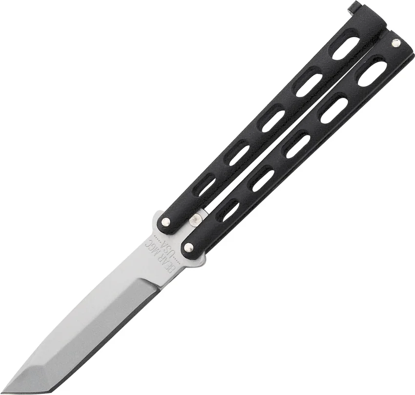 Bear & Son 114AB Large Tanto Butterfly Knife (4" Bead Blast)