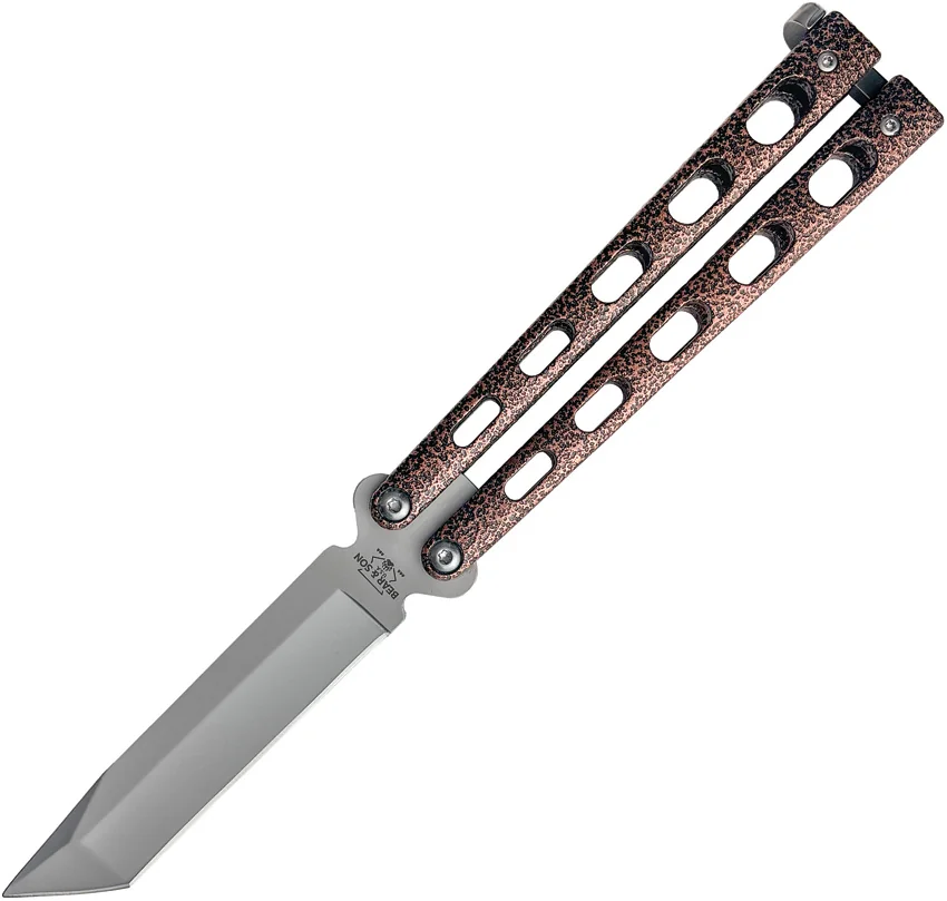 Bear & Son Tanto Butterfly Knife Copper Vein (4" Matte Bead Blast) 114TCV