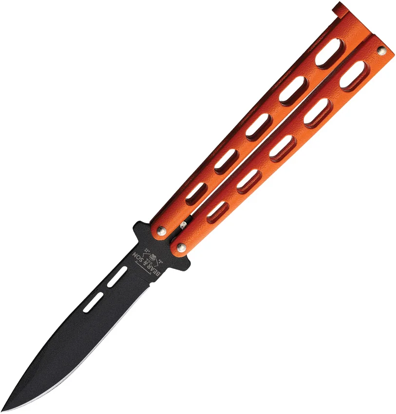 Bear & Son Butterfly 115 Knife Orange (3.5" Black)