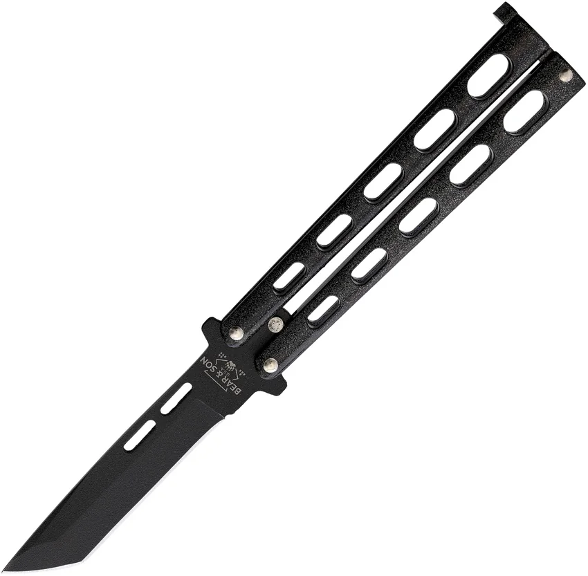 Bear & Son Large Butterfly Tanto Knife Galaxy (4" Black) 115TANGX