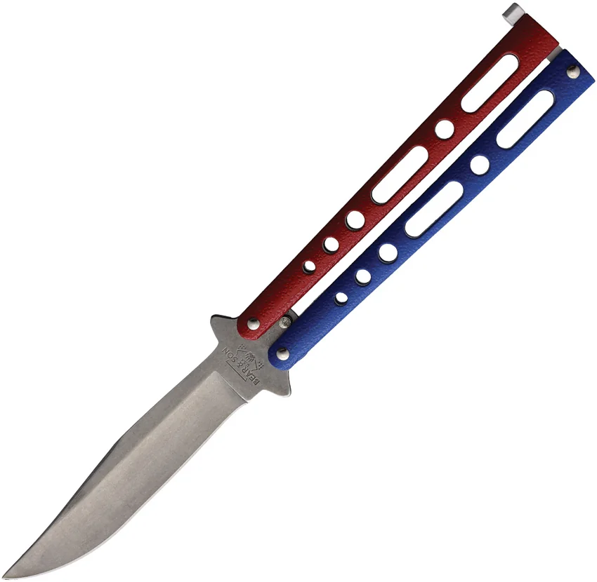Bear & Son Butterfly Red White Blue (4" Stonewash)