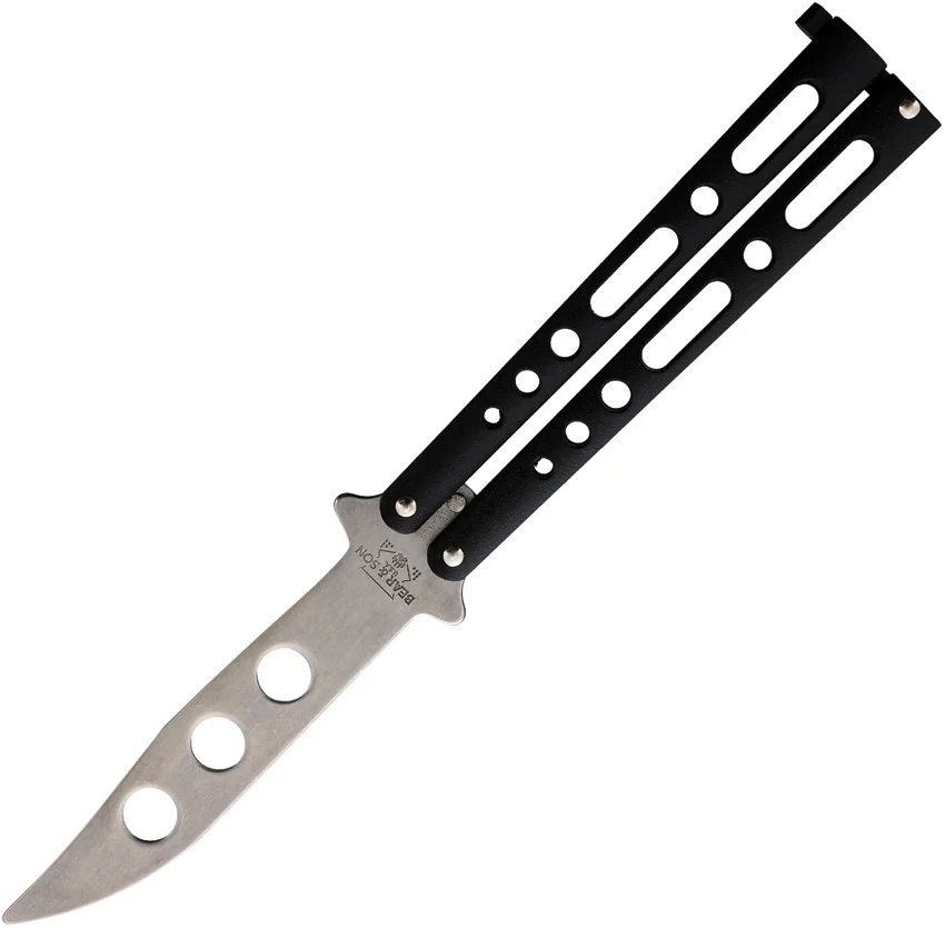Bear & Son Clip Point Butterfly Trainer Knife Black (4.5" SW)