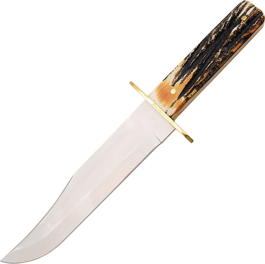 Bear & Son American Bowie Fixed Blade Knife India Stag Bone (9" Satin) 502