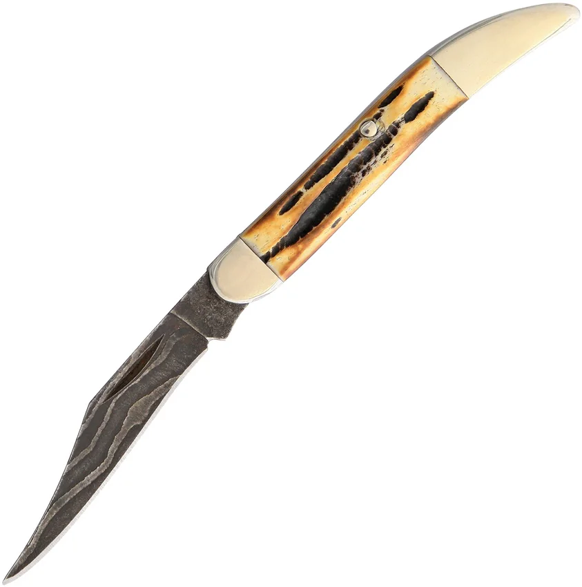 Bear & Son Cutlery Damascus Little Toothpick 3" India Stag Bone 5193D 1/2