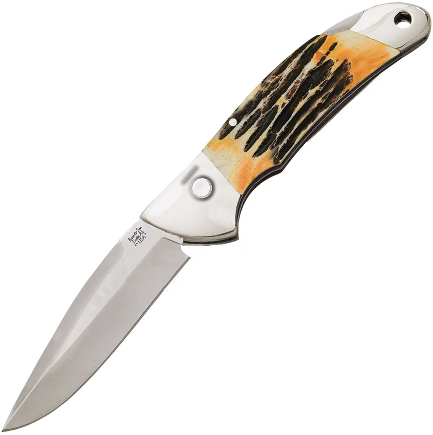 Bear and Son Automatic Lockback Knife India Stag (2.75" Satin)