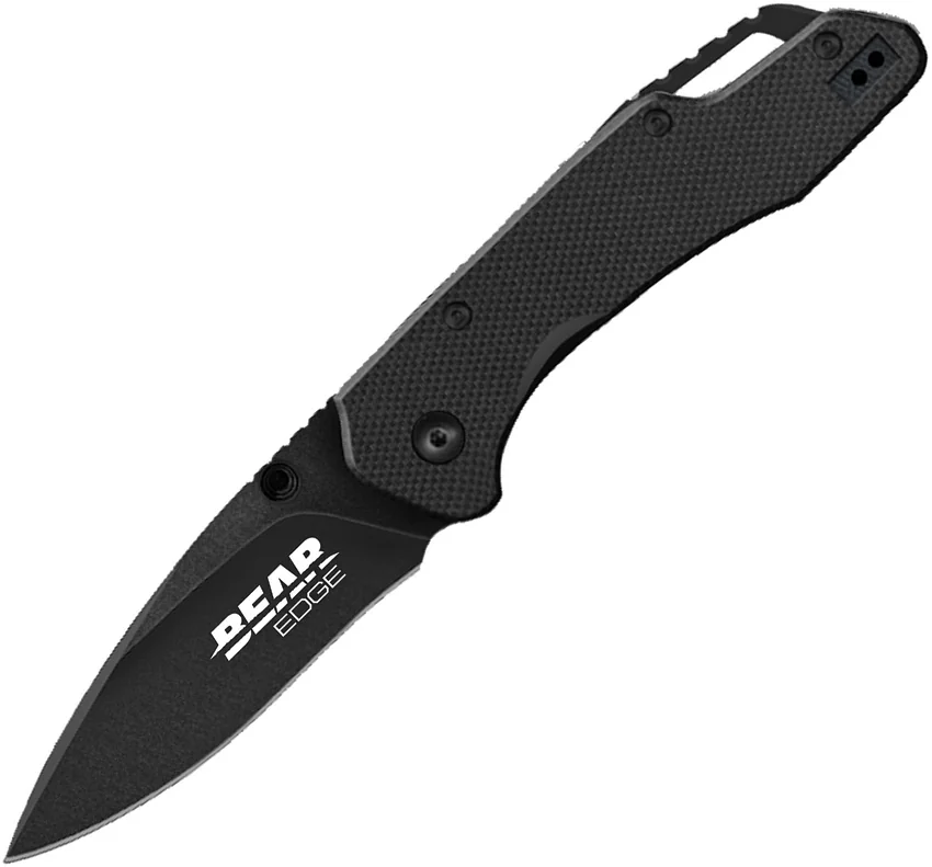 Bear Edge 4.5" Spring Assisted Knife Black G-10 (3.25" Black) 61502
