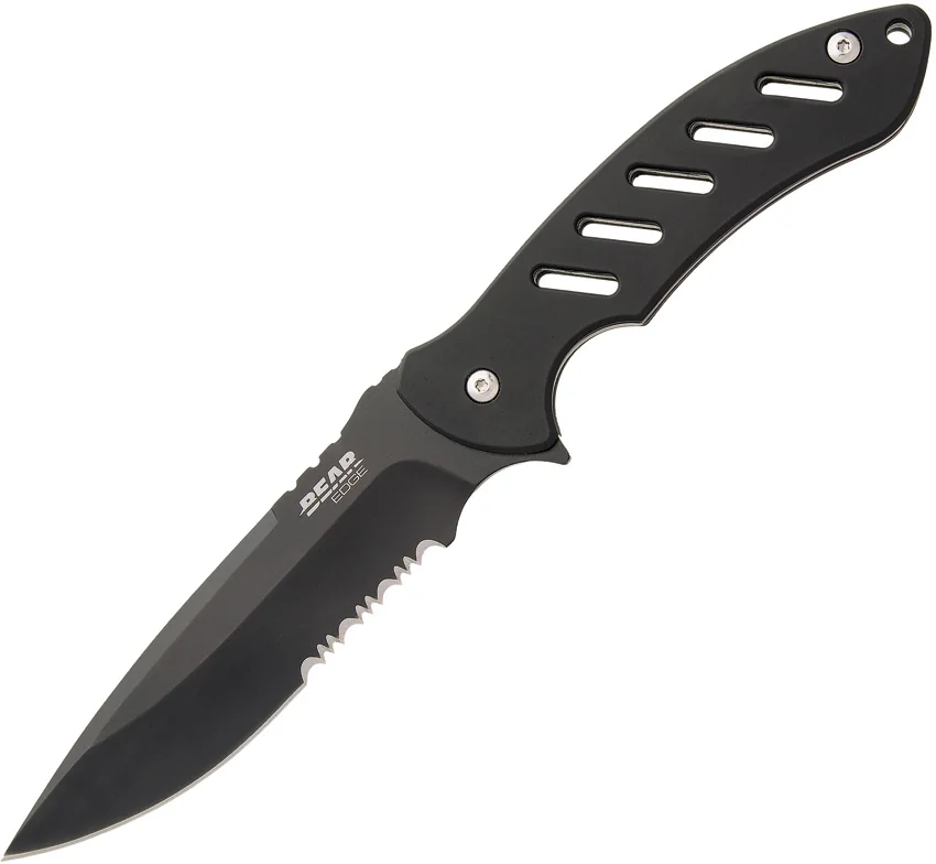 Bear Edge Brisk 1.0 Fixed Blade Knife Black (4.75" Black) 61517