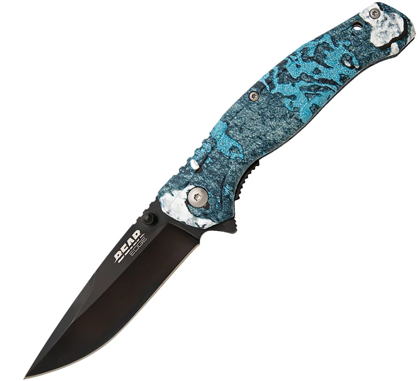 Bear Edge Brisk 2.0 Spring Assisted Knife TrueTimber Rift Blue Zytel (3.1" BLK)
