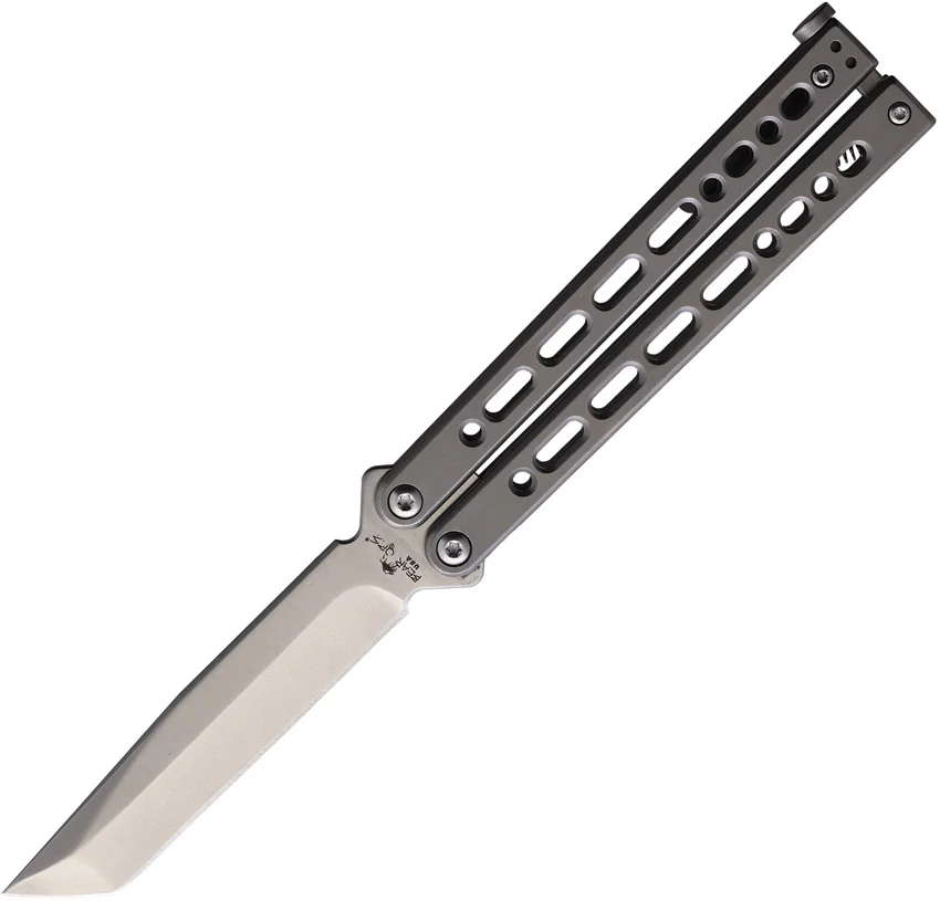 Bear Ops Bear Song VIII Small Tanto Butterfly Knife Gray (3.75" Satin)
