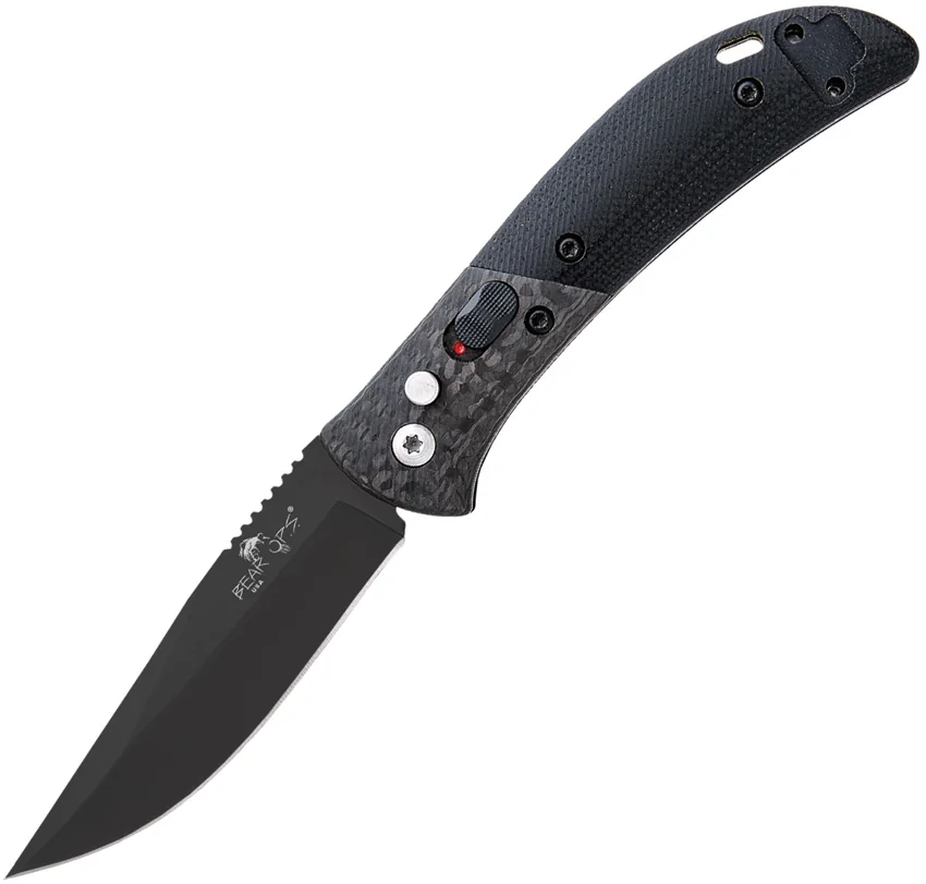 Bear OPS Bold Action IX Automatic Knife Black G-10/ Carbon Fiber (2.8" Black)
