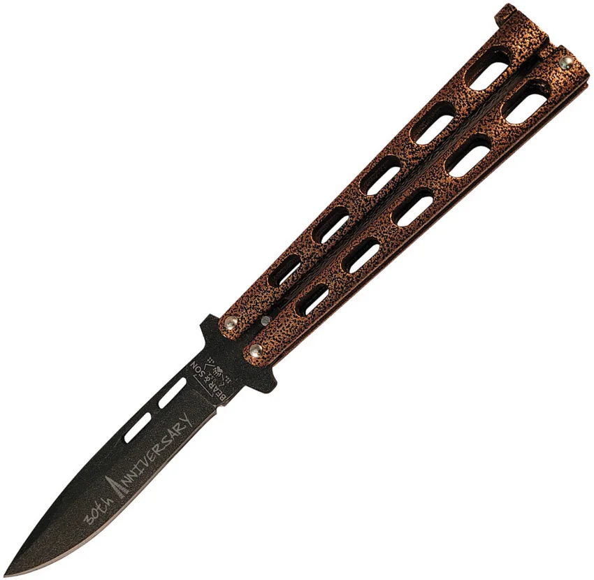Bear & Son 30th Anniversary 115 Copper Vein Butterfly Knife (4.1" Black)