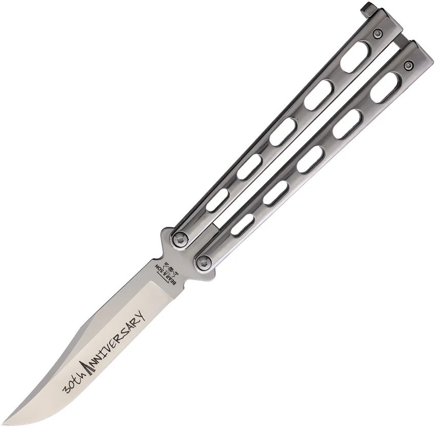 Bear & Son 30th  Anniversary SS14-D2 Polished  Butterfly Knife (5" Satin)