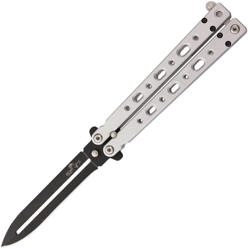 Bear OPS Bear Song V Butterfly Knife Gray Aluminum (4.38" Black) B-500-B