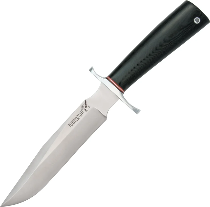 Blackjack Classic Model 7 Fixed Blade Knife Solid Black Micarta (7" A-2 Satin)