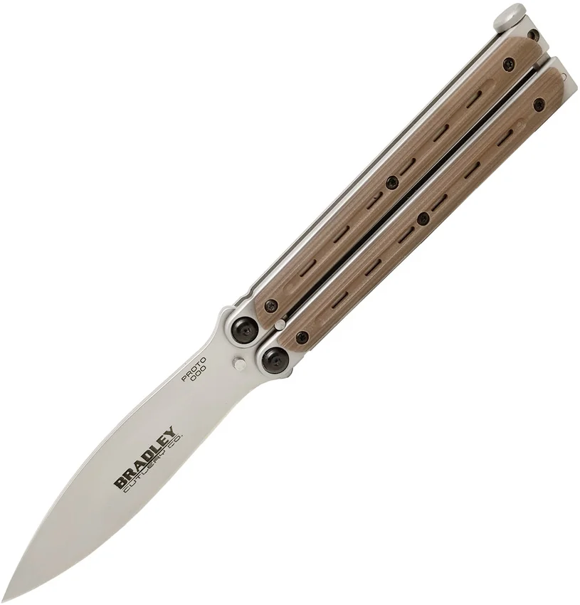 Bradley Kimura Butterfly Balisong Spear Point Knife Brown G-10 (3.9" Bead Blast)