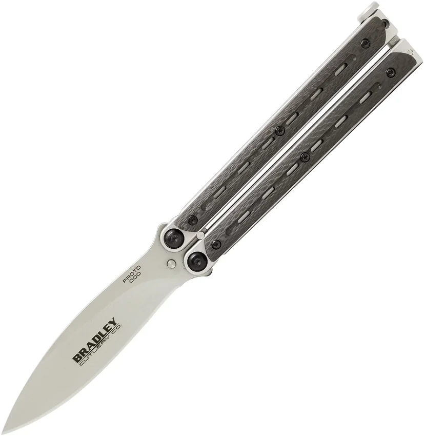 Bradley Kimura Butterfly Balisong Knife Black Carbon Fiber (3.9"  Bead Blast)