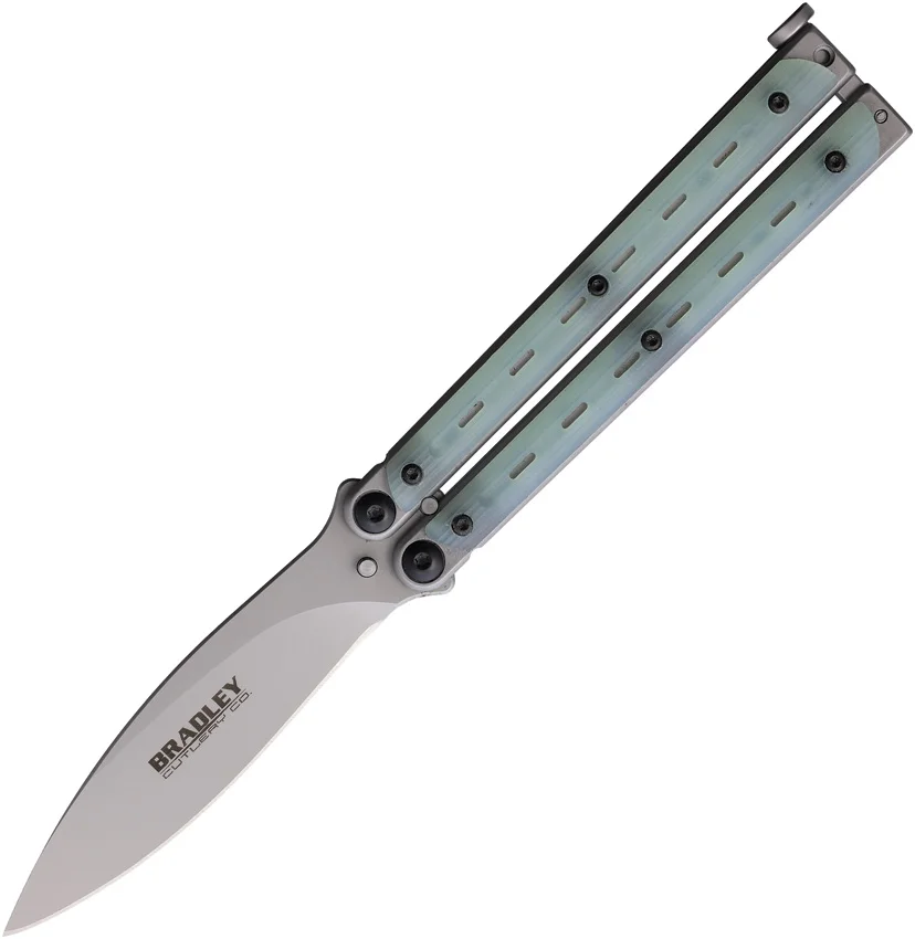 Bradley Kimura Butterfly Balisong Knife Natural Jade G-10 (3.9"  Bead Blast)