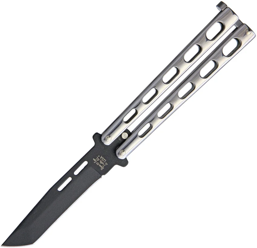 Bear &  Son Tanto Butterfly Knife Stainless Steel  (4.1" Black) SS15TAN