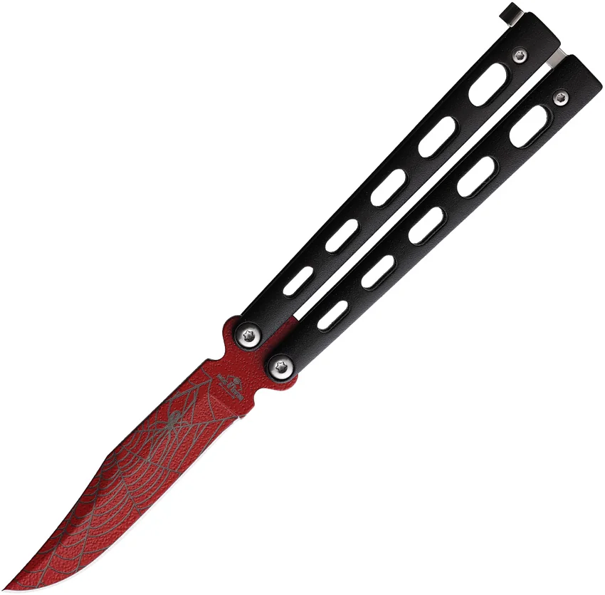 Bear and Son Widow Series Butterfly Knife Black (3.2" Red)
