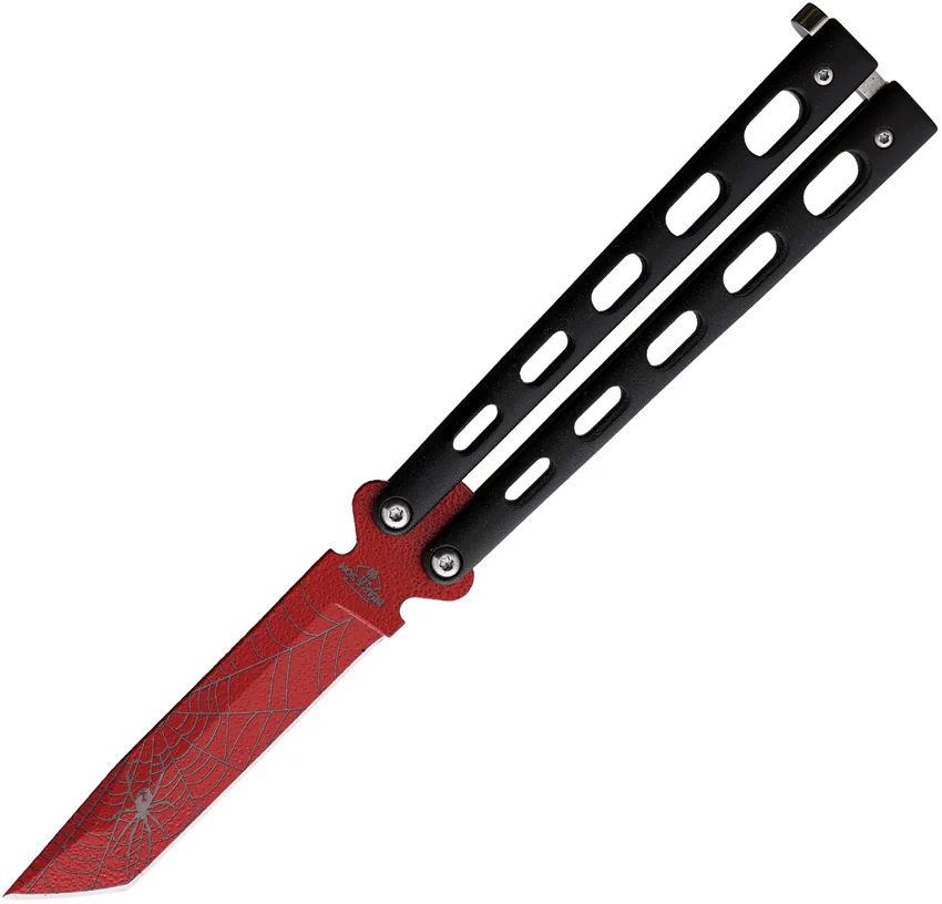 Bear and Son Widow Series Butterfly Knife Black (4" Red Tanto)