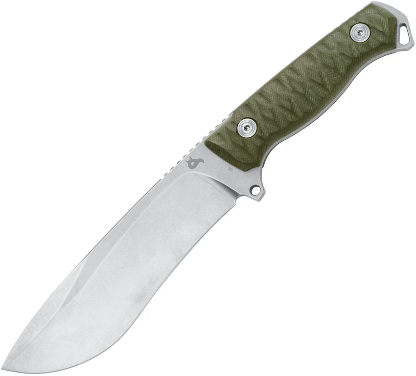 Fox Knives Golem Fixed Blade Knife OD Green G-10 (Stonewash D2) BF757OD
