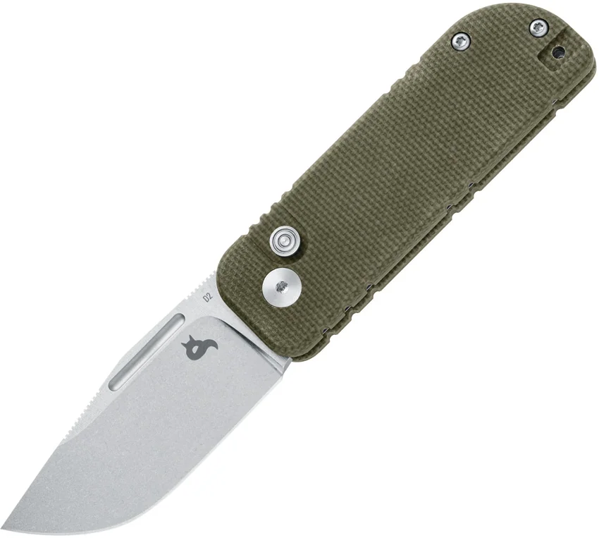 Fox Knives Nu-Bowie Button Lock Knife OD Green Micarta (2.36" Stonewash)