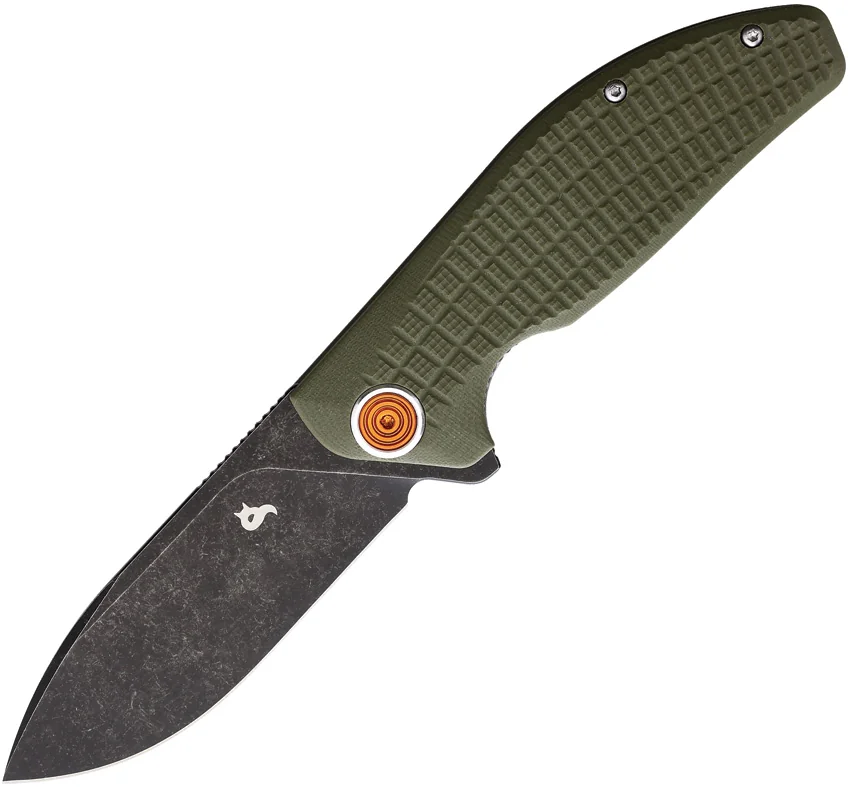 BlackFox  Acutus Liner Lock Knife OD Green G-10 (3.38" Black Stonewash) BF764OD