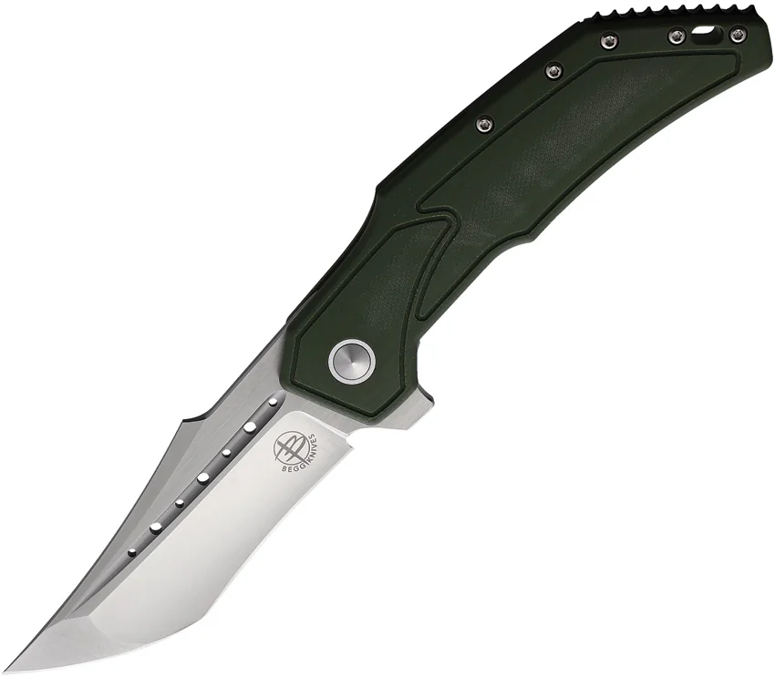 Begg Knives Astio Frame Lock Knife OD Green G-10 (3.5" Satin) BG007