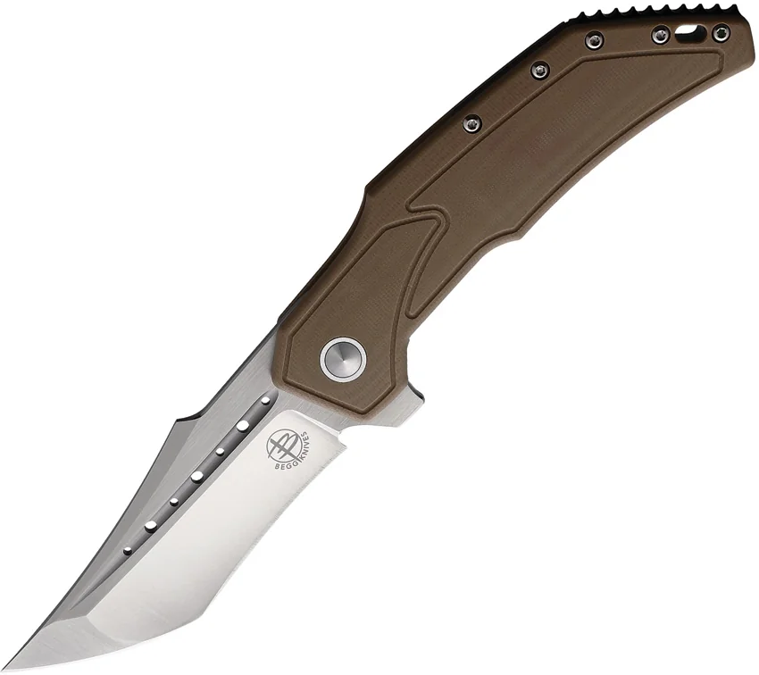 Begg Knives Astio Frame Lock Knife Tan G-10 (3.5" Satin) BG009