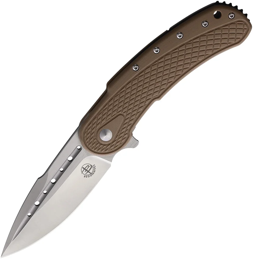Begg Knives Bodega Frame Lock Knife Tan G-10 (3.5" Satin) BG011