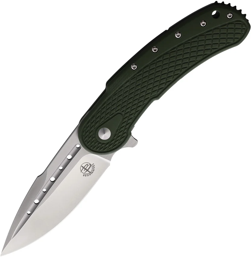 Begg Knives Bodega Frame Lock Knife OD Green G-10 (3.5" Satin) BG012