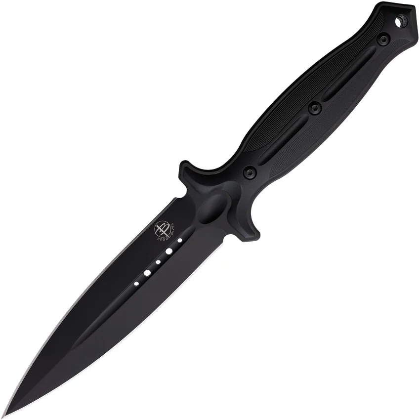 Begg Knives Filoso Dagger Fixed Blade Knife Black Polymer (5.5" Black)