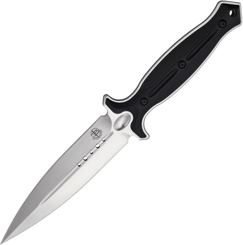 Begg Knives Filoso Dagger Fixed Blade Knife Black Polymer (5.5" Satin)