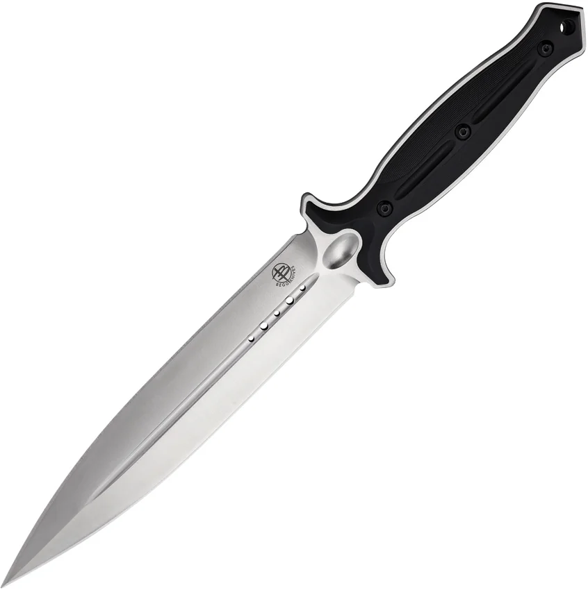 Begg Knives Filoso Dagger Fixed Blade Knife Black Polymer (8" Satin)