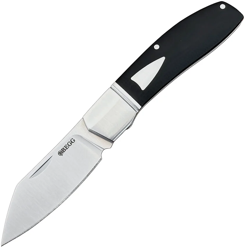 Begg Knives JVO Design Sheepfoot Slip Joint Knife Black G-10 (3" Satin)